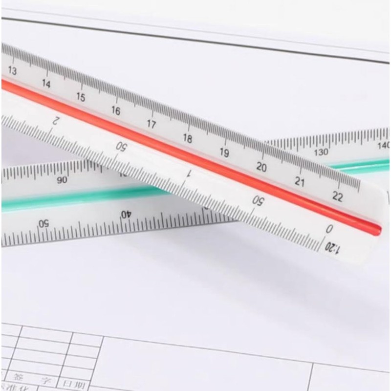 UQMIQURA 30 cm Scale Ruler, Plastic Scale Ruler, Triangular Ruler,