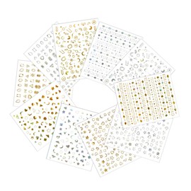 FOMIYES Set of 10 Unique Nail Art Stickers Shiny Geometric Nail Decals DIY Manicure for Women Girls Random Style