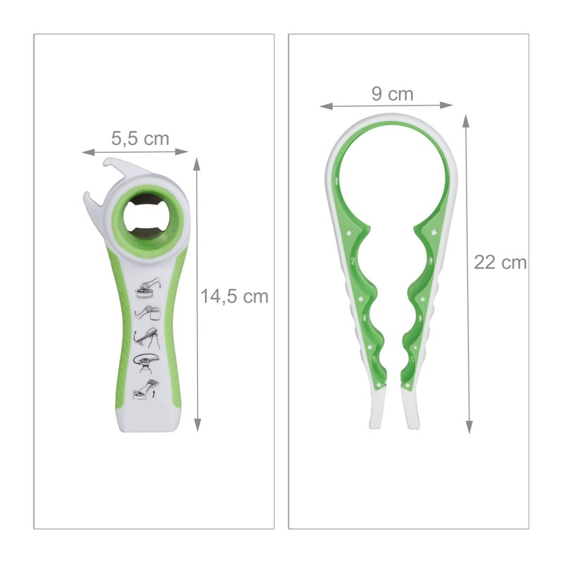 Relaxdays Lid opener aid, set of 2 multi-bottle openers, seniors,