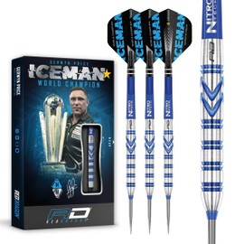 RED DRAGON Gerwyn Price Blue Iceman Originals - 24g Tungsten Darts Set | 90% Professional Steel Tip Darts with Flights & Stems | Precision Balanced | High-Performance Dart Set