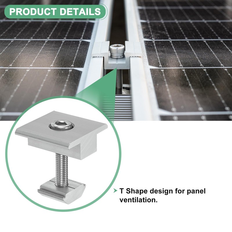 M METERXITY 12-Pack Solar Panel Mount Mid Clamps 30mm T