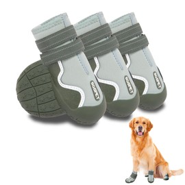 Dog Shoes, Waterproof Dog Booties Paw Protector for Hot Pavement, Snowy Day, Outdoor Walking Skip-proof Dog Shoes Green 2.6in L