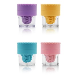 Vastsoon Contact Lens Case, 2 in 1 Manual Contact Lens Washer Cleaner Storage Case Portable Size Solution Soaking Container for Travel, Daily Use (4 Colors)