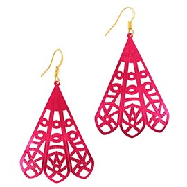 Pierced Earrings Fuschia Pink Mettalic 2 1/8' Usa Made Adorable Statement Jewelry Earrings for Women AG5585