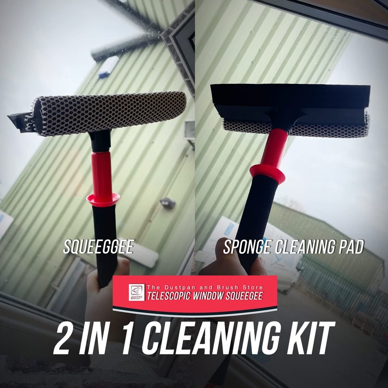 2 in 1 Telescopic Window Squeegee with Durable Squeegee Blade