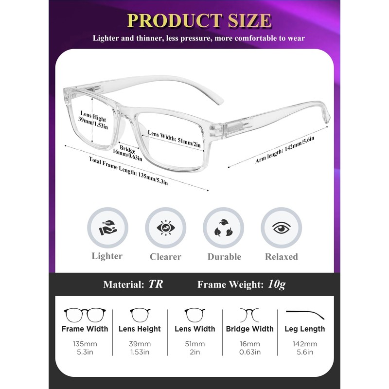Kitchasy 2 Pack Reading Glasses,Quality Blue Light Blocking Reading Glasses,Filter