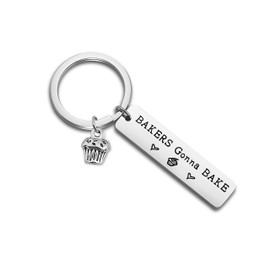 ENSIANTH Baker Gift Bakers Gonna Bake Keychain Cupcake Charm Jewelry Baking Theme Keychain Pastry Chef Gift (Baker Keychain)