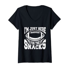 Womens I'm Just Here For The Snacks American Football V-Neck T-Shirt
