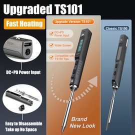 UY CHAN Original TS101 Soldering Iron Station Kit Upgraded from TS100 DC 65W PD 45W Power Programmable Smart Mini Electric Portable Soldering Pen with B2 Solder Tip USB Type C Cable