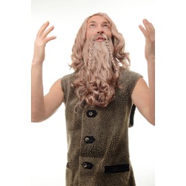 Wig Me Up – 90760 A-B ZA33B Men's Braided ZA63 ZA130 Wig & Beard Fancy Dress Costume Viking Viking Normanne Barbarian Dwarf Brown Grey Rust/Red Flower