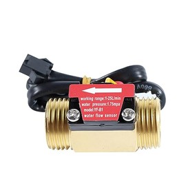 GREDIA G3/4" Male Thread Brass Water Flow Sensor Switch Hall Effect Liquid Flowmeter Fluidmeter Counter BSP 1-30L/Min（60mm in Total Length）