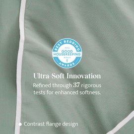 Double Stitch Cotton Tencel Duvet Cover - King Size Comforter Cover, Luxury & Soft Eucalyptus Lyocell Bedding Set for Hot Sleepers, Cooling & Breathable, Button Closure, Sage Green Contrast, 106"x90"