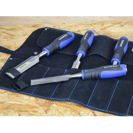 Faithfull 8 Pocket Black Suede Leather Chisel Roll