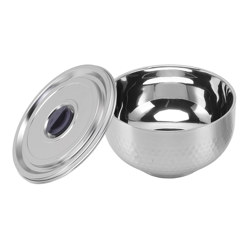 Stainless Steel Bowl 2 Layer Rustproof Thermal Insulation for Rice