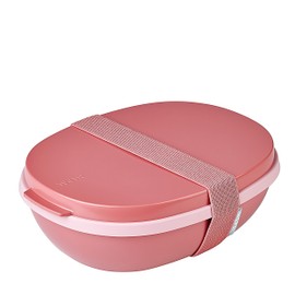 Mepal - Lunchbox Ellipse Duo - Meal Prep Box für Erwachsene & Salatbox zum Mitnehmen - Brotdose für ein gesundes Mittagessen - Ideal für Sandwiches & Salate - 825 ml + 600 ml - Vivid mauve