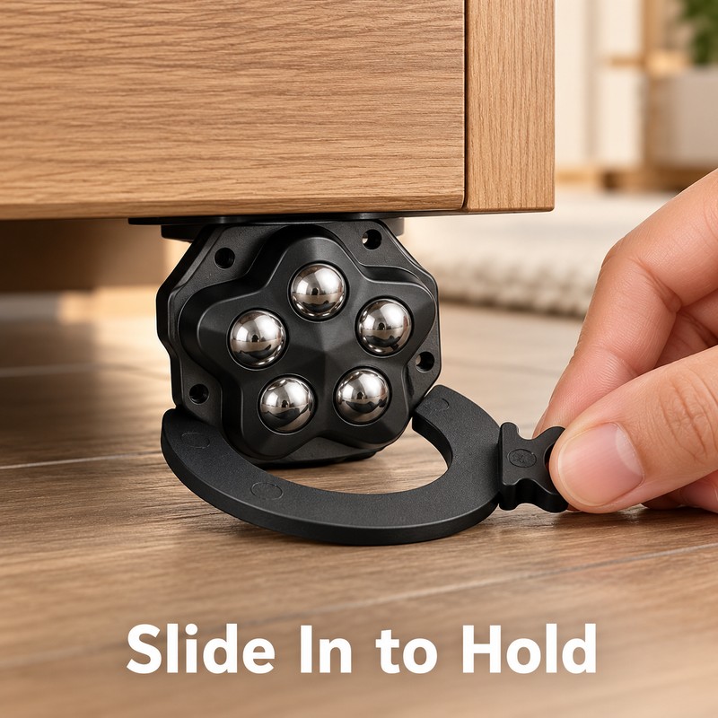 4-Pack Self-Adhesive 360° Furniture Casters with Brake Pads and 5