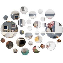 NAILDOKI Wandaufkleber, Acryl-Spiegelaufkleber-Set, 60 Stück, DIY Spiegel Wandsticker für Wohnzimmer Schlafzimmer Dekor (schwarz)