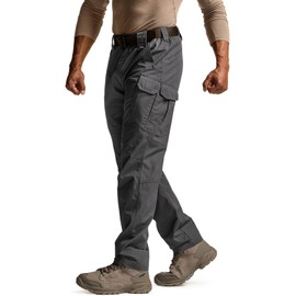 CQR Men's Tactical Pants, Water Resistant Ripstop Cargo Pants, Lightweight EDC Work Hiking Pants, Outdoor Apparel, Raider Mag Pocket Charcoal, 34W x 30L