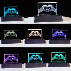 Crystal Best Sister Gifts from Sister, Crystal Engraved 3D Heart in Hands Funny Night Light Ornament for Sisters from Brother on Christmas Birthday