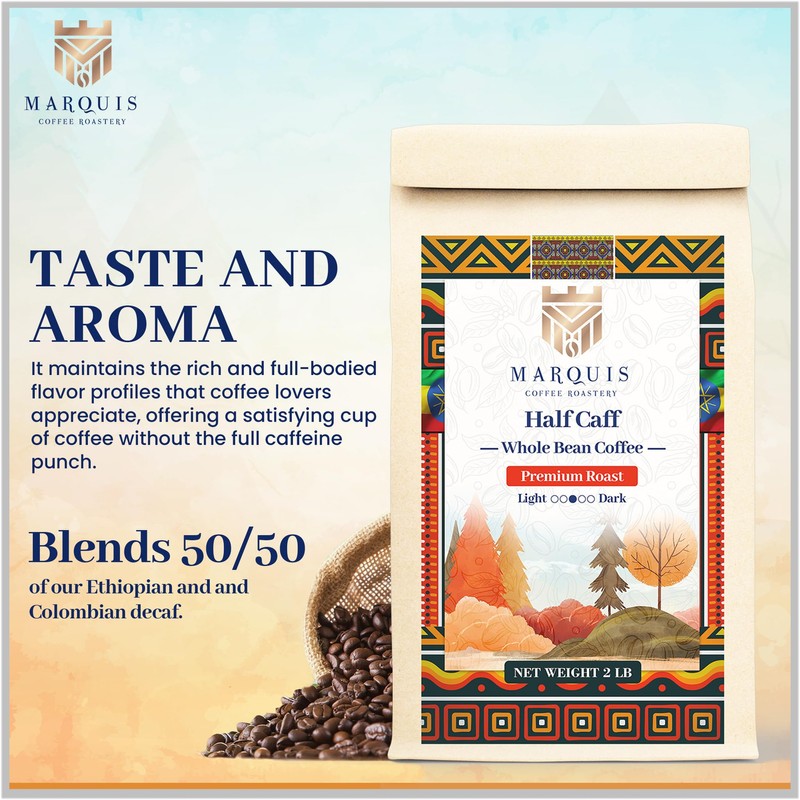 Marquis - Half Caff Coffee, Rich Blend of half Ethiopian