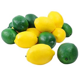 Woohome Pack of 30 Artificial Fruit Artificial Limes Artificial Lemon Slices Decorative Fake Lemon Slice Party Festival Decoration Photography Props Yellow and Green