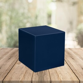 Mainely Lurns Navy Blue Stonewood Blank Keepsake Urn Cube for Ashes - Composite Wood Keepsake Urn - 15 Cubic Inch Capacity