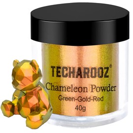 TECHAROOZ Chameleon Mica Powder (Green-Gold-Red) - 40g Color Shift Mica Powder - Holographic Glitter for UV & Epoxy Resin Supplies, Eyeshadow, Acrylic Paint, Nail Decor and Slime