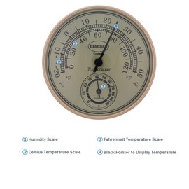 Thermometer Hygrometer with Gold Dial Garden Greenhouse Office Temperature Humidity
