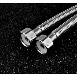 Voarge Pack of 2 Kitchen/Basin Monobloc Mixer Tap Connectors, Flexible Tap Connector Tails 600mm（23.6inch） Compression Braided Hose (Silver Pipes)