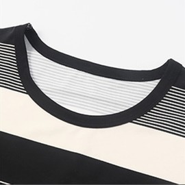 Celucke Women's Soft Striped Gradient Pajama Set, Long Sleeve Loose Wear Comfortable Sleepwear Nightwear Suit for Relaxation, Satin Pyjamas For Women, Pj Shorts Set, Ladies Comfort Lounge Wear Black