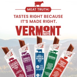 Vermont Smoke & Cure - Smoked Premium Beef Stick - No Antibiotics or Added Hormones, Perfect for Charcuterie Board or Hiking Snack - 1oz, 24-pack