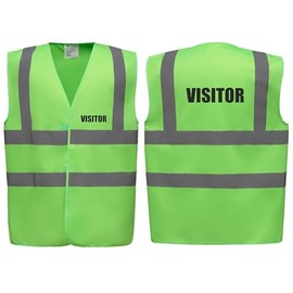 Brook Hi Vis Premium Safety Vest - VISITOR Printed Front & Back, Event Management High Viz Waistcoat, Available in 14 Colours, Festivals (UK, Alpha, L, Regular, Regular, Lime Green)