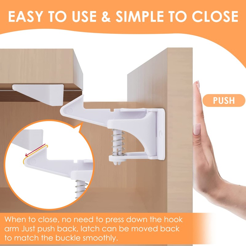 DODAMOUR 10 Pack Invisible Cat Proof Cabinet Locks Drawer Latches