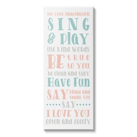 Stupell Industries Use Your Imagination Motivational List Kids Happiness Activities, Designed by Anna Quach Canvas Wall Art, 10 x 24, Multi