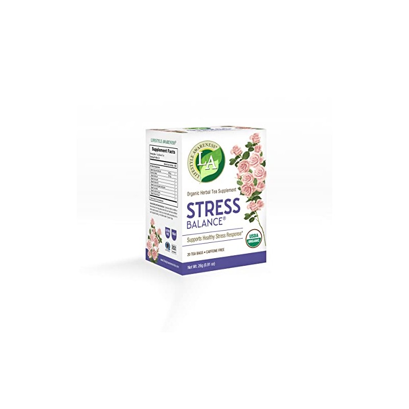 Lifestyle Awareness Stress Balance Tea with Calming Rose Petal, Caffeine