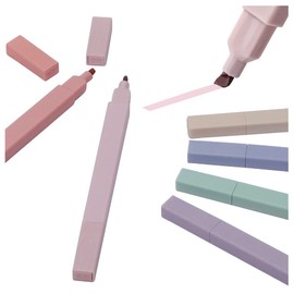 6pcs Aesthetic Highlighters,Color Highlighters Pens with Dual Tips, 6 Assorted Colors for Note Taking Home Office School Supplies (light salt)