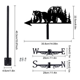 SUPERDANT Bear Weather Vane 2 Bears Weather Vanes for Sheds Metal Wind Vanes Black Weathervanes Wind Direction Indicator for Roof Garden Yard Farm Barn Shed Patio Decorations