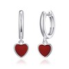 Philip Jones Carnelian Gemstone Heart Charm Hoop Earrings