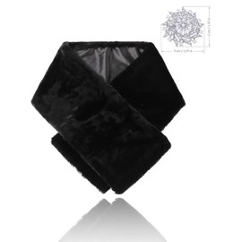 AJACITY Women's Faux Fur Shawls and Wraps Wedding Fur Stole Bridal Fur Wrap Shrug for Bride and Bridesmaid (Black)