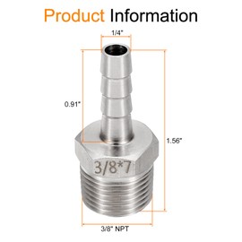 HARFINGTON 5pcs Stainless Steel Barbed Fitting 3/8" NPT Male to 1/4" Hose ID for Home Brew Pipe Fitting Direct Thread Tower Connector Durable Construction