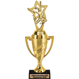 Crown Awards Cheerleading Trophy, 14" Gold Cup Cheer Team Trophies with Free Personalization, 10 Pack