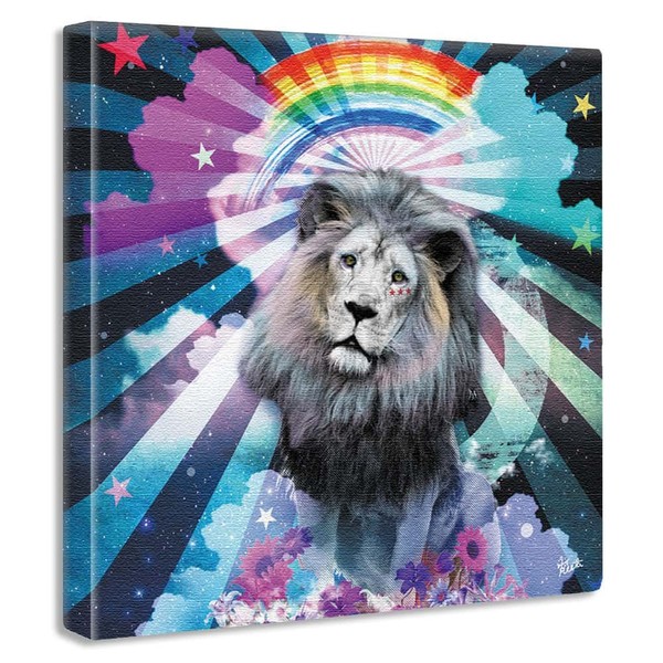 Lion ket-0004-XL Rainbow Art Panel, 39.4 x 39.4 inches (100 x 100 cm), XL Size, Made in Japan, Poster, Stylish, Interior, Remodeling, Living Room, Interior, Flowers, Stars, Animals, Fabric Panel