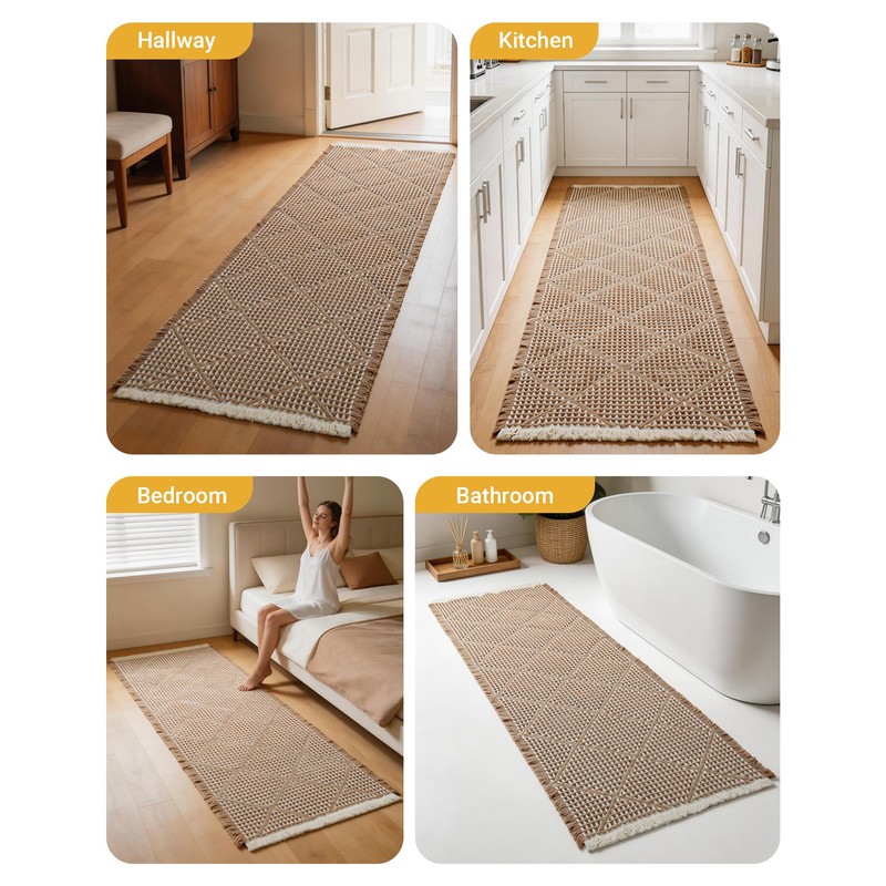 Large Bathroom Rugs 2' x 6', Long Runner Rug Waffle