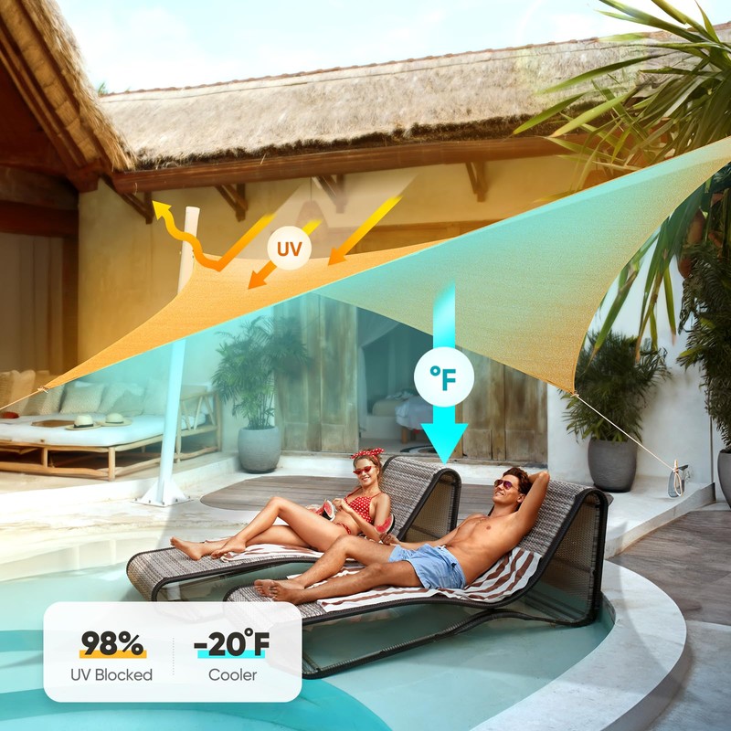 Quictent 20x16ft 185G HDPE Rectangle Sun Shade Sail Canopy 98%
