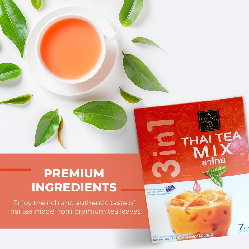 Ranong 3-in-1 Thai Tea Mix, Herbal Tea, Instant Flavoured Thai