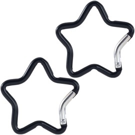 Isslly 2 PCS Star Carabiner, Zinc Alloy Heavy Duty Star Shaped Keychain Clip, Carabiner Clip for Camping, Hiking, Fishing - Black