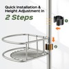 HAMITOR Shower Caddy Tension Pole: 4-Tier Rustproof Bathroom Corner Shelf