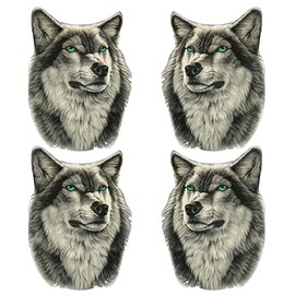 Wild Wolf Sticker, 4 Pieces Wolf Head Car Sticker, Wolf Head Emblem Sticker, Waterproof Badge, Car Body Bumper, Scratch Sticker for Motorcycle, Scooter or Car Sticker (14 x 20 cm)