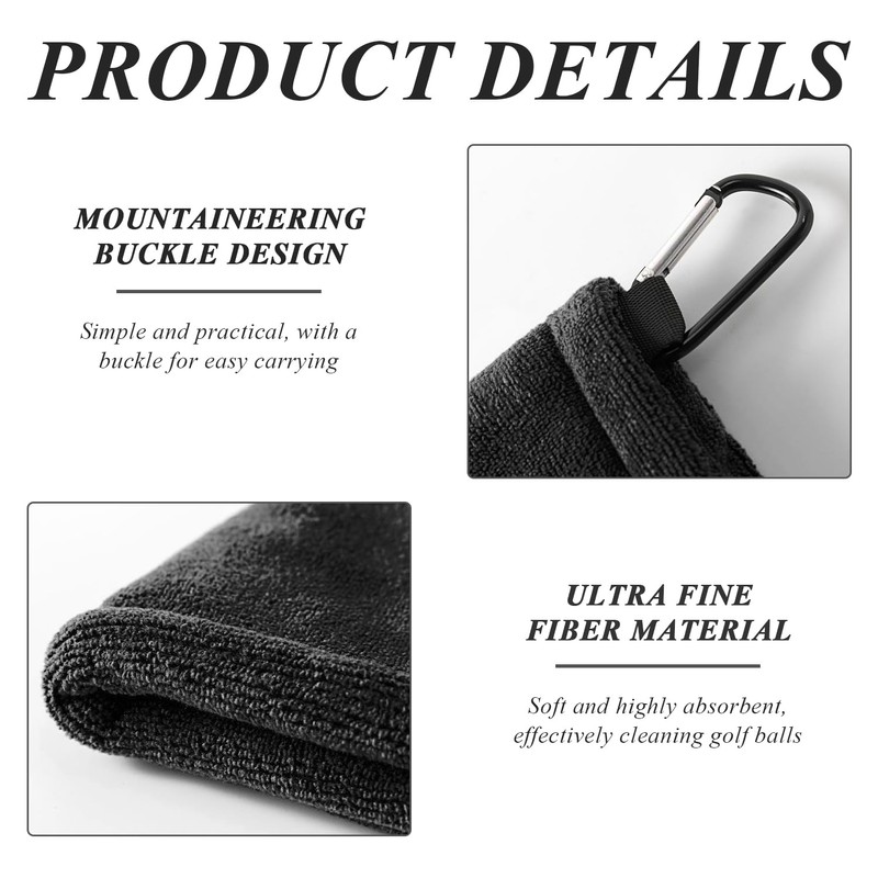 RELKLYU Set of 3 golf towels, golf cleaning towels, buckle