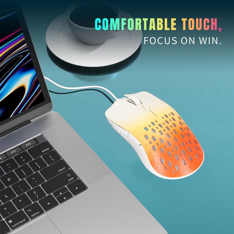 Wired Gaming Mouse with 7 RGB 3600DPI Lightweight Ergonomics Breathable